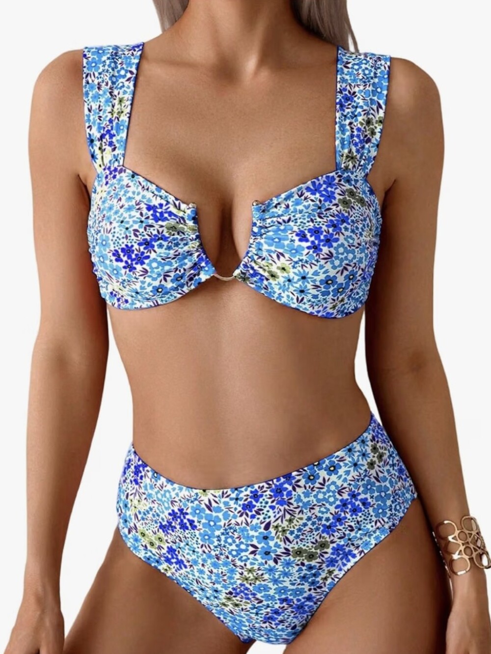NEW Floerns Floral Bikini Sets V Wire High Waisted Swimsuit 2 Piece Large